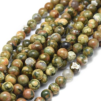 Natural Rhyolite Jasper Beads Strands, Round, Grade AB, 8mm, Hole: 0.7mm, about 49pcs/strand, 15.75 inch(40cm)