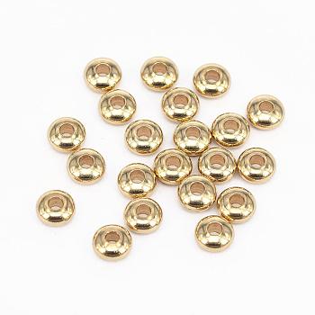 Brass Spacer Beads, Nickel Free, Rondelle, Raw(Unplated), 6x3mm, Hole: 2mm