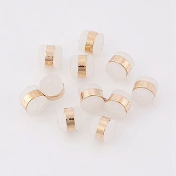 Brass Rubber Ear Nuts, Earring Backs, Nickel Free, Real 18K Gold Plated, 5.5x5.5mm, Hole: 0.5mm