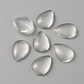 Transparent Glass Cabochons, Teardrop, Clear, 18x13x4mm