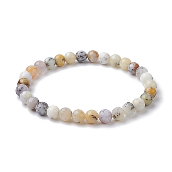 Natural African Opal Round Beaded Stretch Bracelets, Inner Diameter: 2-1/4 inch(5.7cm)