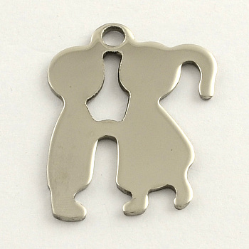 Valentines Day Gifts Ideas 201 Stainless Steel Lover Stamping Blank Tag Pendants, Stainless Steel Color, 31x23x1mm, Hole: 3mm