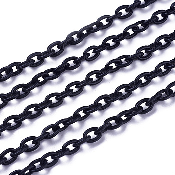 ABS Plastic Cable Chains, Oval, Black, 14.96 inch~15.35 inch(38~39cm), 5.5~6mm