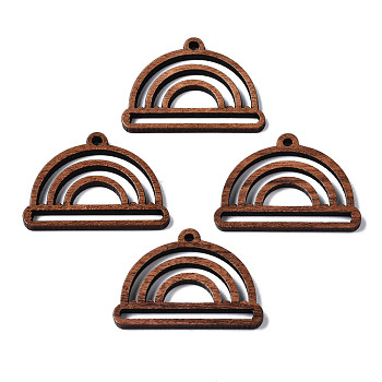 Walnut Wood Pendants, Half Round/Semicircle, Camel, 21.5x30x2mm, Hole: 1.8mm