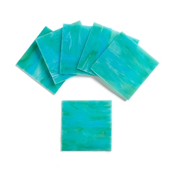 Variety Glass Sheets, Large Cathedral Glass Mosaic Tiles, for Crafts, Medium Turquoise, 100.5x100.5x2.5mm