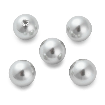 Baking Painted Pearlized Glass Pearl Round Beads, Silver, 10mm, Hole: 1.2mm