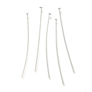 Brass Flat Head Pins, Lead Free & Cadmium Free, 925 Sterling Silver Plated, 40x0.7mm, Head: 1.5mm