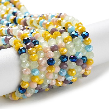 Glass Beads Strands, Faceted, Rondelle, Sky Blue, 4x3mm, Hole: 0.4mm, about 123~127pcs/strand, 15.75~16.5 inch(40~42cm)