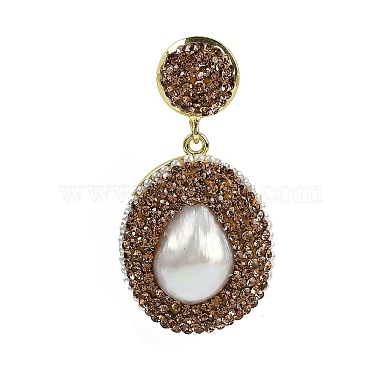 Natural Pearl Teardrop Stud Earrings(EJEW-P297-01G)-3