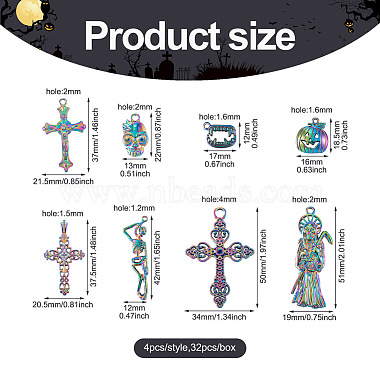 Spritewelry 32Stk. 8 Anhänger aus Legierung in Regenbogenfarben(PALLOY-SW0001-02)-3