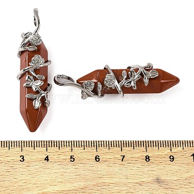 Natural Red Jasper Double Terminal Pointed Pendants(G-C144-03P-03)-3