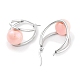 304 boucles d'oreilles ovales en acier inoxydable et perles d'imitation en plastique avec créoles boule pour femme(EJEW-C096-13P-06)-2