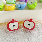 Printed Opaque Acrylic Beads, Apple, Red, 16x18x11mm, Hole: 2mm(RESI-K203-20A)