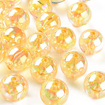 Transparent Acrylic Beads, AB Color Plated, Round, Gold, 20x19mm, Hole: 3mm, about 111pcs/500g(MACR-S370-B20-719)