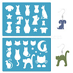 Acrylic Earring Handwork Template, Card Leather Cutting Stencils, Deep Sky Blue, Animal Pattern, 130x90x2mm, 2pcs/set(DIY-WH0359-039)