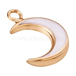 10Pcs Natural Freshwater Shell Pendants, Moon Charms with Brass Loops, Edge Golden Plated, Seashell Color, 16.5x11x3mm, Hole: 1.8mm(SHEL-SZ0001-05)