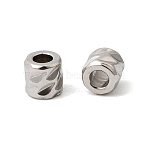 201 Stainless Steel Beads, Column, Stainless Steel Color, 4x4mm, Hole: 2mm(STAS-B128-47B-P)