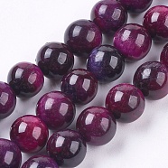 Natural Tiger Eye Beads Strands, Round, Purple, 5.5~6.5mm, Hole: 0.5mm, about 66pcs/strand, 15.35 inch(39cm)(G-E468-E01-6mm)