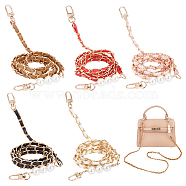 WADORN 5Pcs 5 Colors PU Leather & Aluminum Chain Bag Straps, with Alloy Swivel Clasps & Resin Imitation Pearls, for Bag Replacement Accessories, Mixed Color, 119cm, 1pc/color(FIND-WR0009-49)