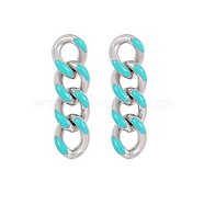 304 Stainless Steel Enamel Curb Chains Dangle Stud Earrings, Tassel Earrings, Stainless Steel Color, 54x11.3mm(SI8775-1)