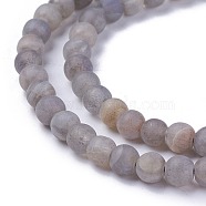 Natural Labradorite Beads Strands, Round, 4mm, Hole: 0.5mm, about 97pcs/strand, 15.3 inch(39cm)(G-G772-04-E)