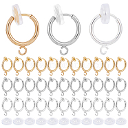 30Pcs 3 Colors Brass Clip-on Earring Findings, with Horizontal Loops and 30Pcs Silicone Earring Pads, for Non-pierced Ears, Cadmium Free & Lead Free, Mixed Color, 15.5x11x1.5~4.5mm, Hole: 1.8mm, 10Pcs/color(KK-SC0003-26)