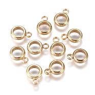 304 Stainless Steel Tube Bails, Loop Bails, Ring, Real 24k Gold Plated, 8.5x6x2.5mm, Hole: 2mm, Inner Diameter: 4mm(STAS-G224-18G)