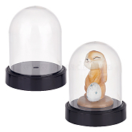 Elite 2Pcs Plastic Display Bases with 2Pcs Glass Dome Covers, for Cloche Bell Jars, Mixed Color, 75~89x19.5~90.5mm, Hole: 8mm, Inner Diameter: 72~82mm(AJEW-PH0004-31)