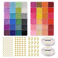 DIY Letter & Seed Beads Jewelry Set Making Kit, Including Glass Seed Beads, Alloy Pendants & Clasps, Iron Charms & Bead Tips & Jump Rings, Acrylic Heart Beads, Elastic Thread, Mixed Color, Pendants: 10pcs/set(DIY-YW0005-44-A)
