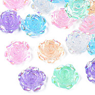 Transparent Resin Cabochons, AB Color Plated, Rose Flower, Mixed Color, 19x18.5x8mm(CRES-N030-001C)