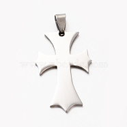 New Fahsion 201 Stainless Steel Cross Pendants, Stainless Steel Color, 42x26x1.5mm, Hole: 4x8.5mm(STAS-F010-49)