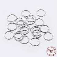 Rhodium Plated 925 Sterling Silver Round Rings, Soldered Jump Rings, Closed Jump Rings, Platinum, 18 Gauge, 8x1mm, Inner Diameter: 6mm, about 50pcs/10g(STER-F036-03P-1x8)