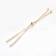 Adjustable Brass Micro Pave Cubic Zirconia Chain Bracelet Making, Slider Bracelets Making, Golden, 240~250mm, 1mm, Hole: 1.5mm(ZIRC-T004-39G)