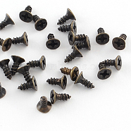 Iron Screws Findings, Antique Bronze, 5x4mm, pin: 2mm, about 4800pcs/500g(IFIN-R203-34AB)