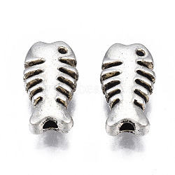 Tibetan Style Alloy Beads, Cadmium Free & Lead Free, Fish Bone, Antique Silver, 13x7x4mm, Hole: 1.8mm, about 860pcs/1000g(TIBEB-N005-073)