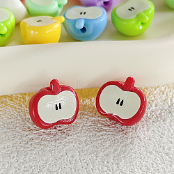 Printed Opaque Acrylic Beads, Apple, Red, 16x18x11mm, Hole: 2mm(RESI-K203-20A)