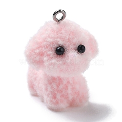 Resin Pendants, With Platinum Iron Loop, Dog, Lavender Blush, 28.5x21x26mm, Hole: 2mm(RESI-Q007-06C)