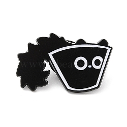 Black Cat with Cup Alloy Enamel Brooch, Pin for Backpack Clothes, Electrophoresis Black, 19x30.5x1.5mm(JEWB-E022-04EB-05)