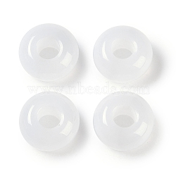 Two Tone Resin European Beads, Large Hole Beads, Rondelle, White, 13.5x8mm, Hole: 5mm(RESI-F055-09C)