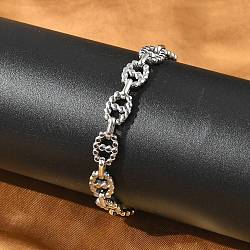 304 Stainless Steel Oval Link Chains Bracelets for Men & Women, Stainless Steel Color, 7-5/8 inch(19.5cm)(BJEW-D042-47P)