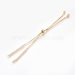 Adjustable Brass Micro Pave Cubic Zirconia Chain Bracelet Making, Slider Bracelets Making, Golden, 240~250mm, 1mm, Hole: 1.5mm(ZIRC-T004-39G)