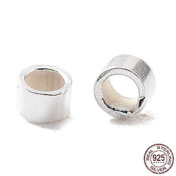 925 Sterling Silver Spacer Tube Beads, Column, Silver, 1.5x1mm, Hole: 1mm, about 1111pcs(10g)/bag