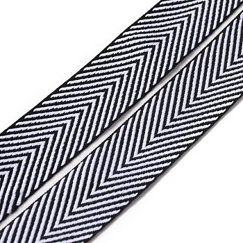 Polyester Twill Tape Ribbon, Herringbone Ribbon, Garment Accessories, White, Black, 1 inch(24mm)