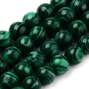 Synthetic Malachite Bead Strands, Round, 8~8.5mm, Hole: 1mm, about 47pcs/strand, 15.5 inch