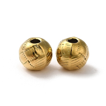 304 Stainless Steel Beads, Round, Real 18K Gold Plated, 8x7.5mm, Hole: 2.2mm