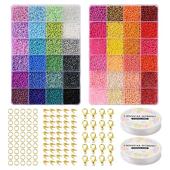 DIY Letter & Seed Beads Jewelry Set Making Kit, Including Glass Seed Beads, Alloy Pendants & Clasps, Iron Charms & Bead Tips & Jump Rings, Acrylic Heart Beads, Elastic Thread, Mixed Color, Pendants: 10pcs/set