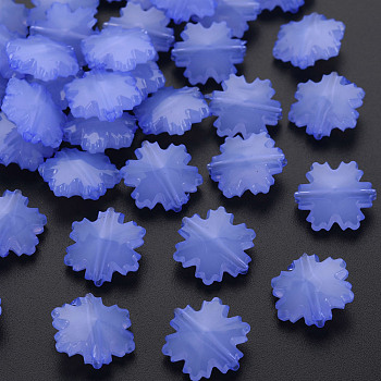 Imitation Jelly Acrylic Beads, Faceted, Snowflake, Medium Slate Blue, 15x14x6mm, Hole: 1.6mm, about 970pcs/500g