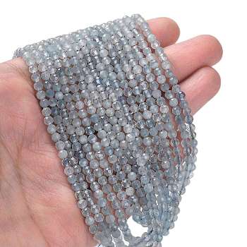 Natural Aquamarine Beads Strands, Faceted, Round, 4mm, Hole: 0.5mm, about 102pcs/strand, 15.35 inch(39cm)