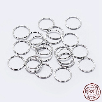 Rhodium Plated 925 Sterling Silver Round Rings, Soldered Jump Rings, Closed Jump Rings, Platinum, 18 Gauge, 8x1mm, Inner Diameter: 6mm, about 50pcs/10g