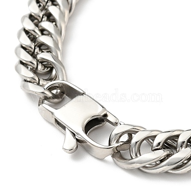 201 Stainless Steel Cuban Link Chains Bracelet for Men Women(BJEW-H550-07B-P)-3